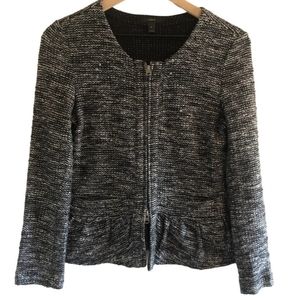 J.CREW Black Tweed Peplum Blazer Jacket, Size S